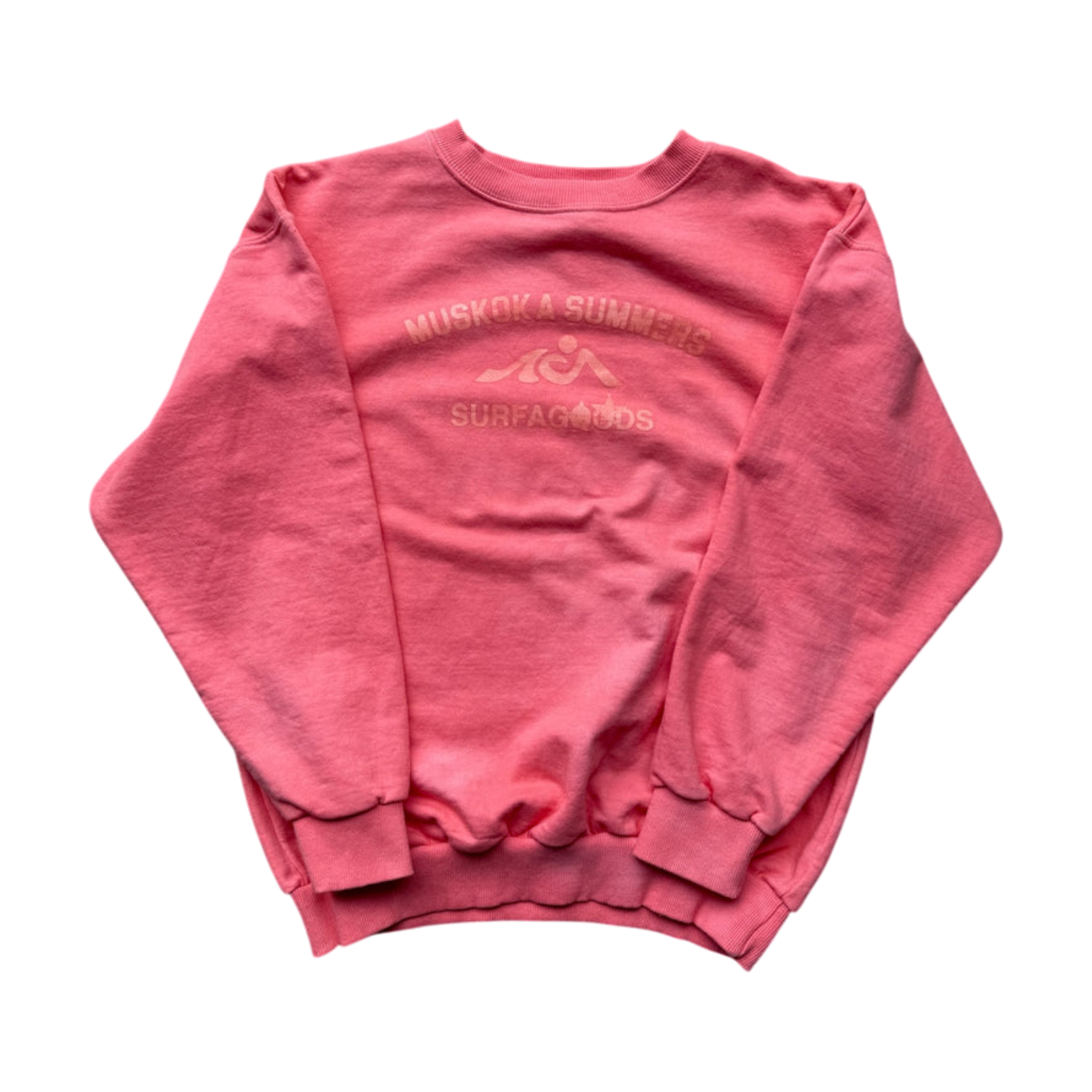 MUSKOKA SUMMERS HAND DYED CREWNECK MADE IN CANADA SIZE LARGE CORAL