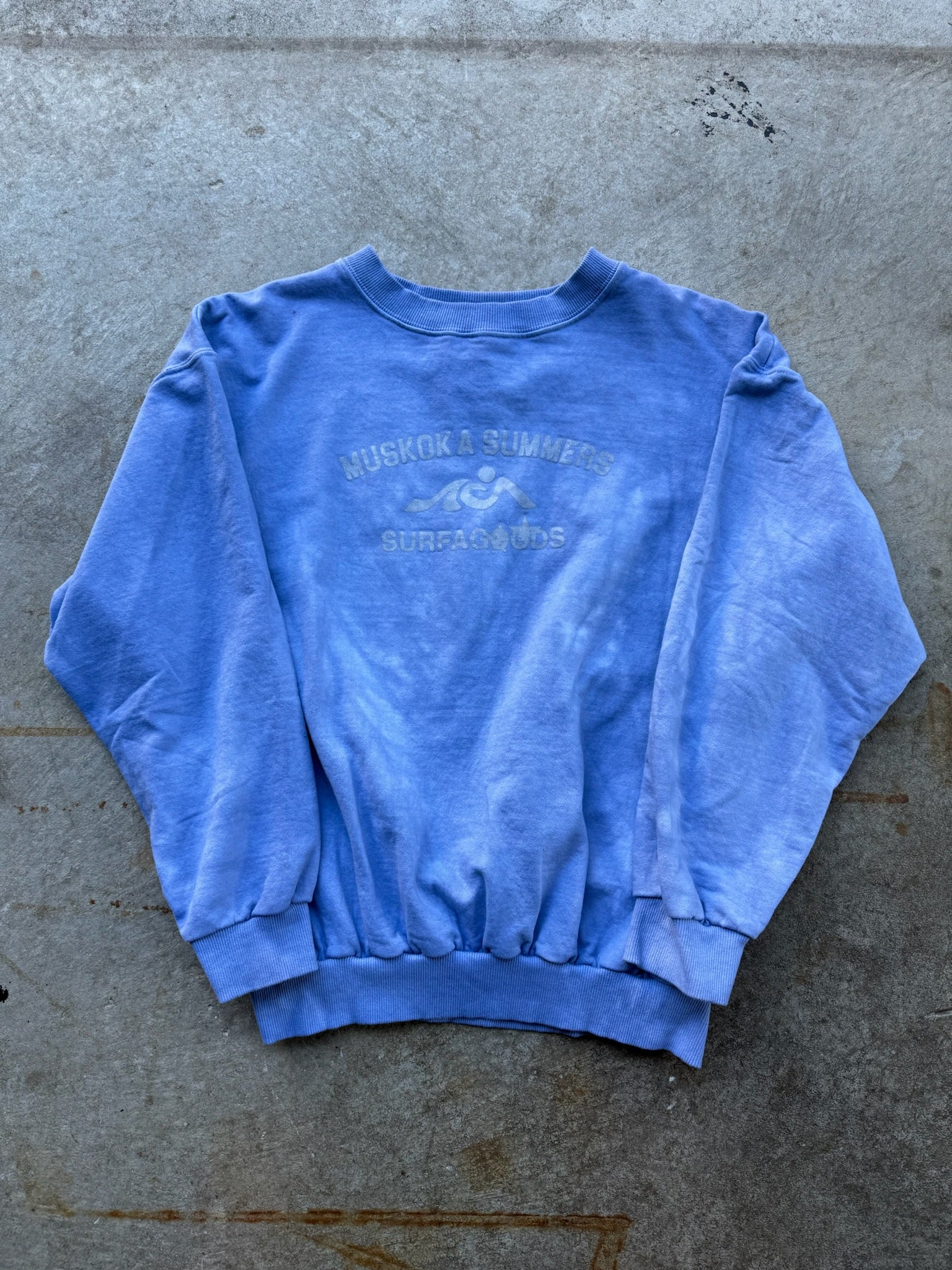 MUSKOKA SUMMERS HAND DYED CREWNECK MADE IN CANADA SZ LARGE INDIGO