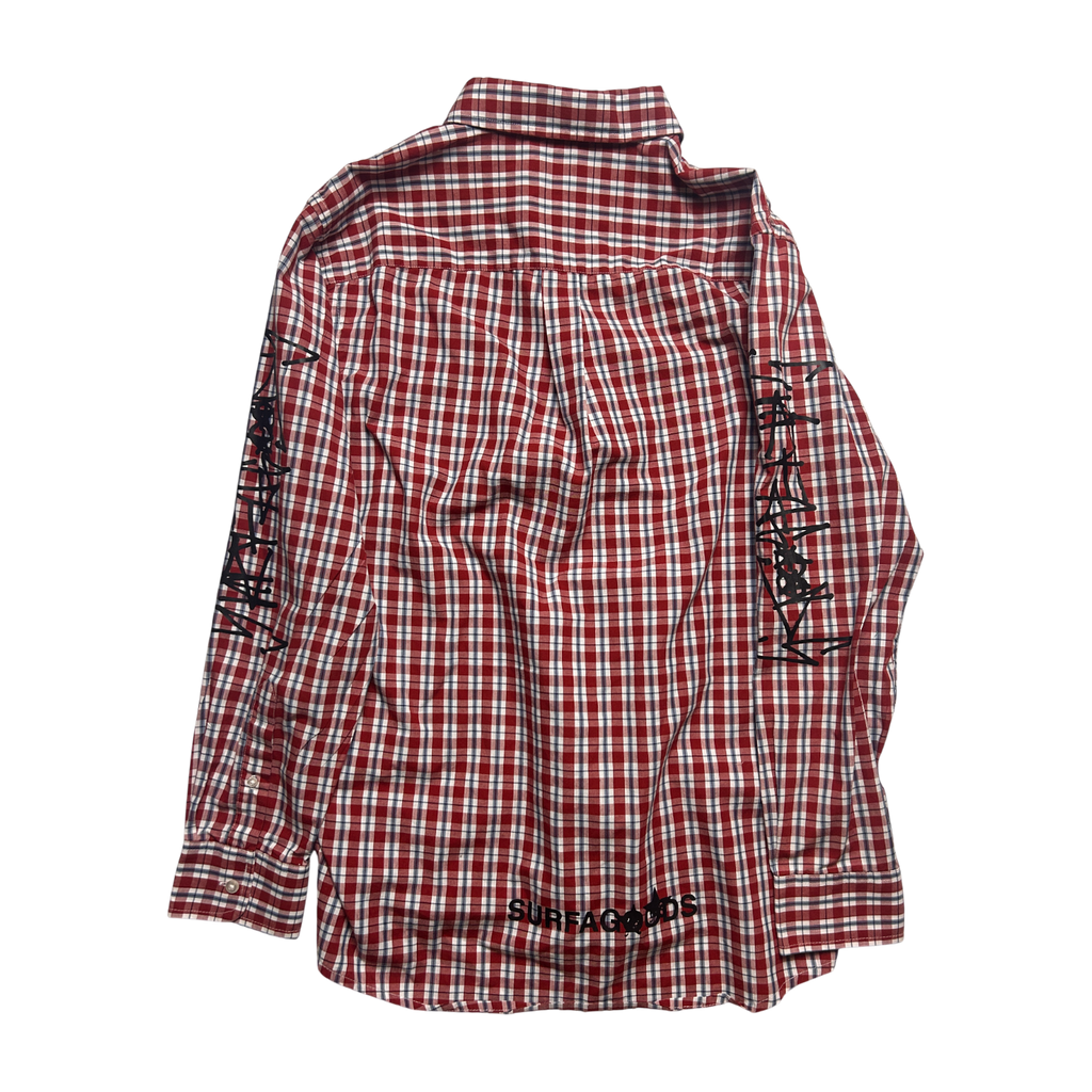 Button-Up — Plaid Graffiti Sleeve — One-of-One Vintage Upcycled — M/L