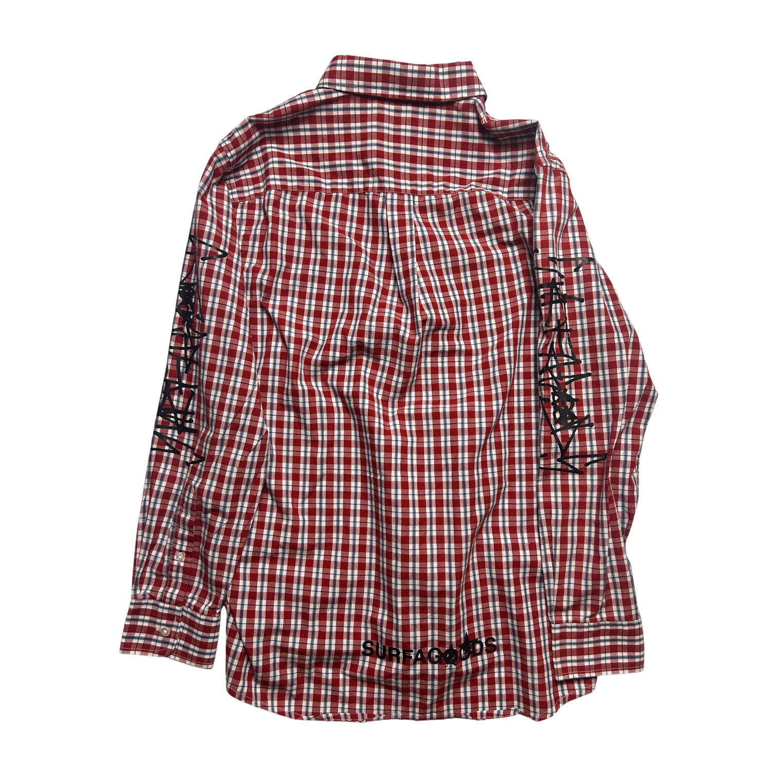 Button-Up — Plaid Graffiti Sleeve — One-of-One Vintage Upcycled — M/L