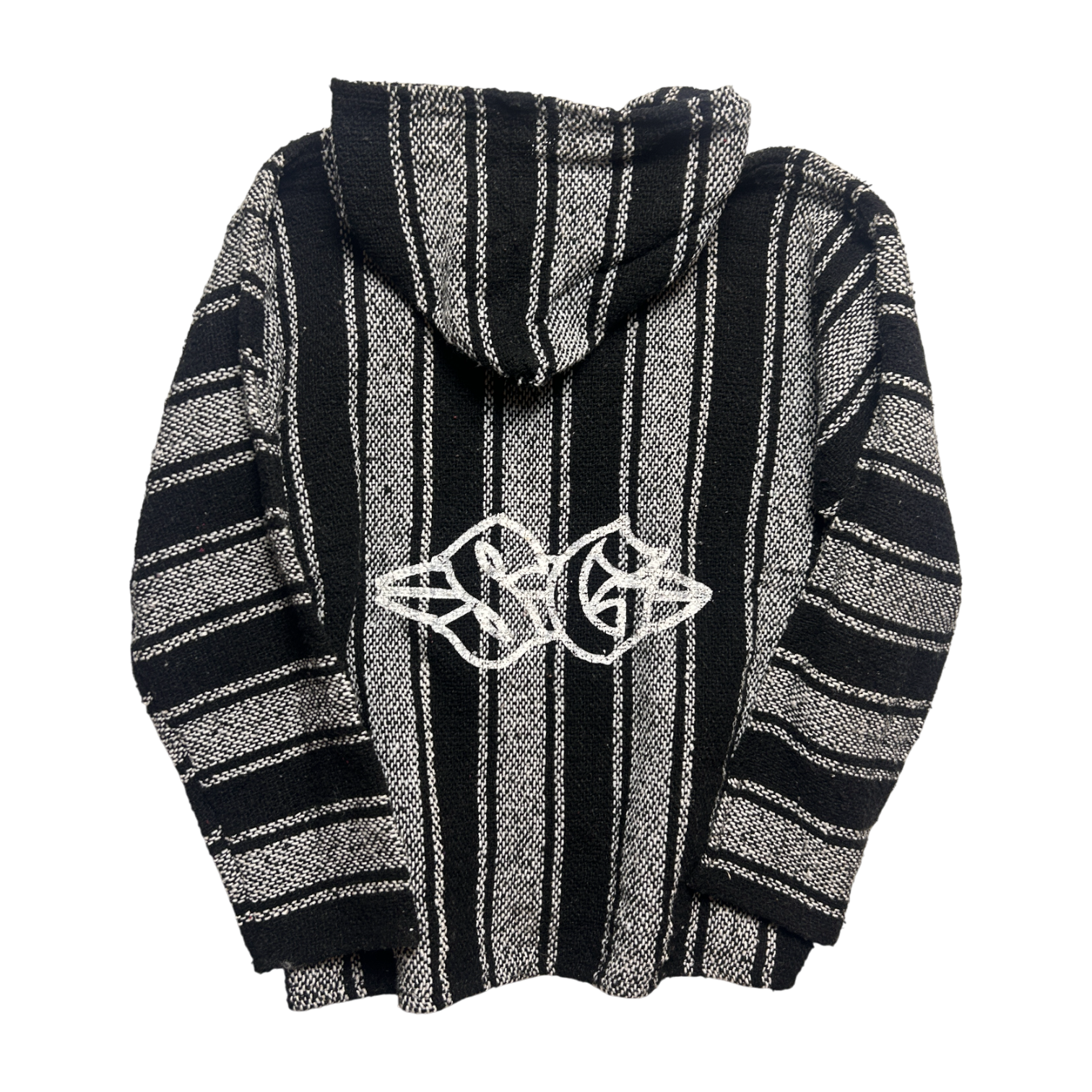 Baja Hoodie — Vintage Reworked — L — Black/White