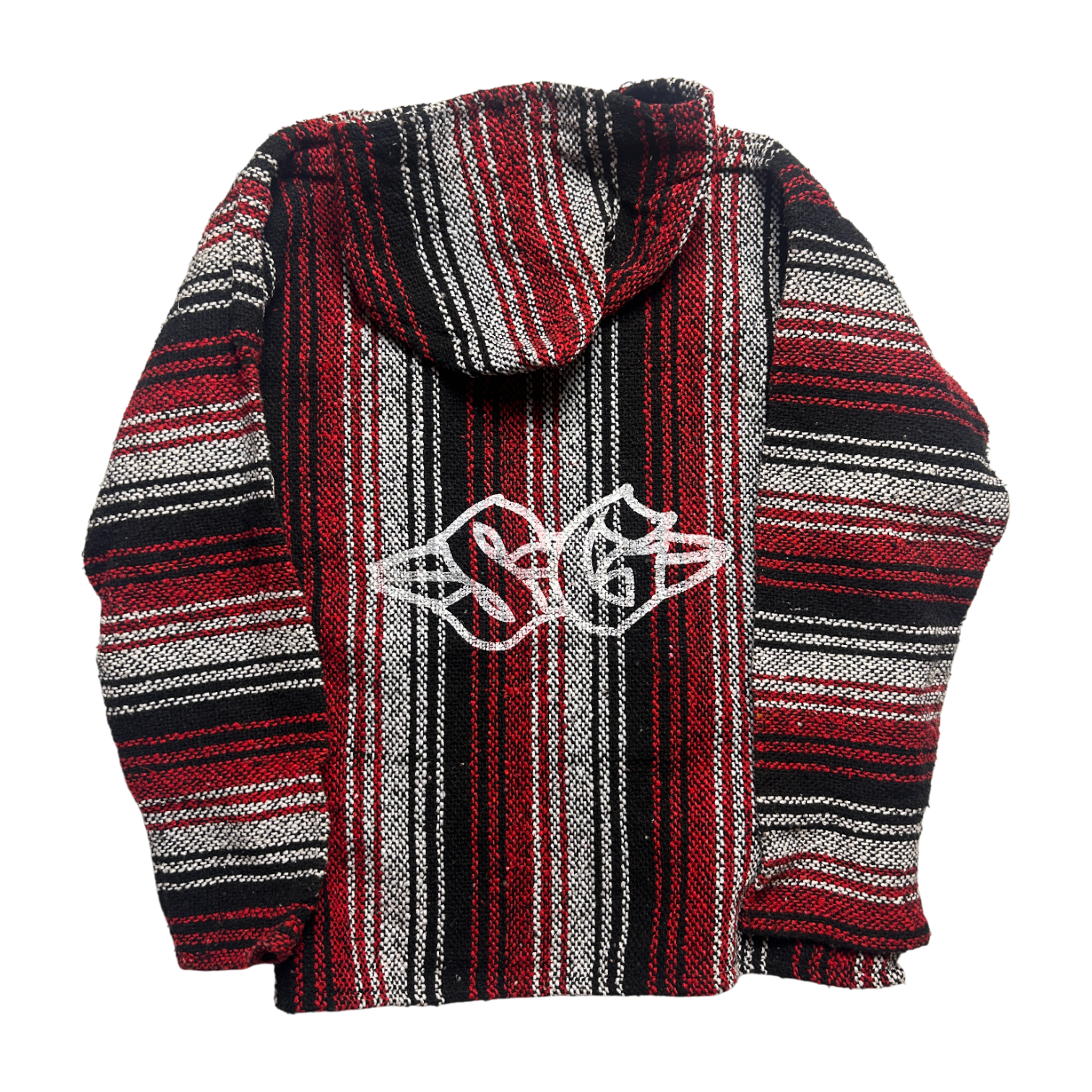 Baja Hoodie — Vintage Reworked — L — Red/White